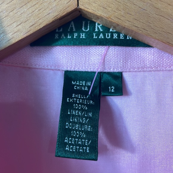 Ralph Lauren 100% linen pink button down sleeveless dress in size 12. - Picture 2 of 6